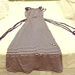 Bebe navy striped maxi dress